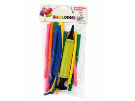 Pack 10 globos alargados con inflador colores lisos